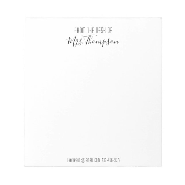 Notas Script De Nome Preto Moderno Da Mesa Do Bloco De N (Frente)