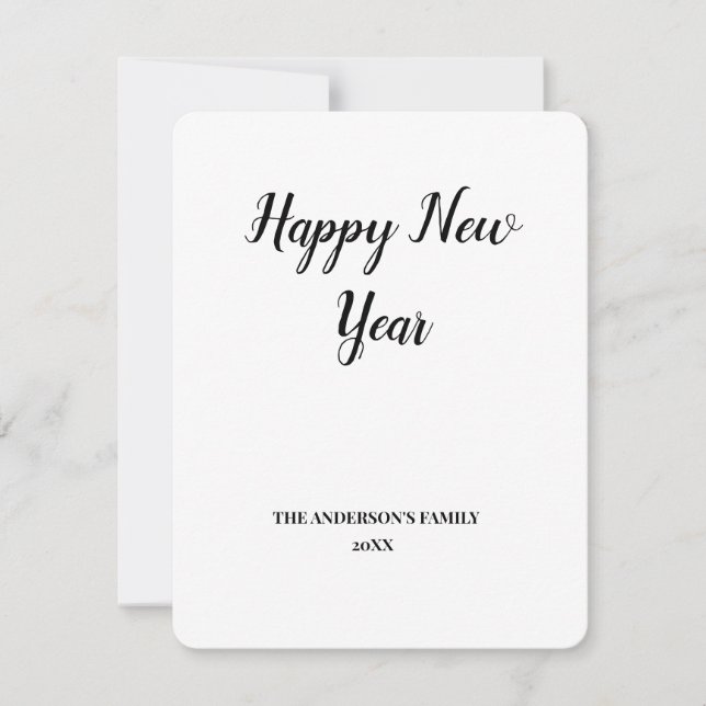 Notas simples e mínimo adicione seu cartão de ano novo (Frente)