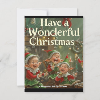 Notas Simples Elegante Quatro Elfs Cantando Cartão De Na