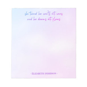 Notas Sonhos de Script Girly em Cores de Água no Bloco d