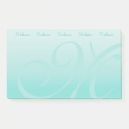 Notas Teal de Pastel de Bloco de Cor Monograma