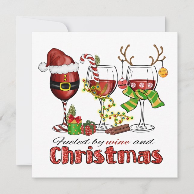 Notas Vinho e Cartão de Saudação de Natal (Frente)