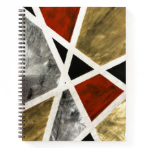 Notebook Abstrato Elegance - Arte Negra, Vermelha