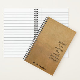 Notebook, aparência de vintage personalizada e cit