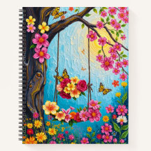 Notebook branco/flores cúbicas