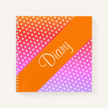 Notebook branco poka-dot laranja