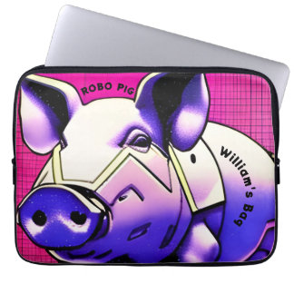 Notebook CAPA DE IPAD ROBO PIG. Texto editável. Bolsa para