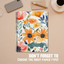 Notebook com borda espiral com aquarela