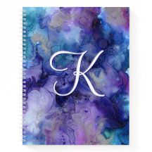 Notebook com cor d'água roxa e azul Galáxia