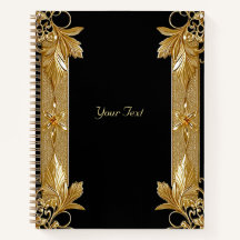 Notebook com Ornamentado preto Dourado
