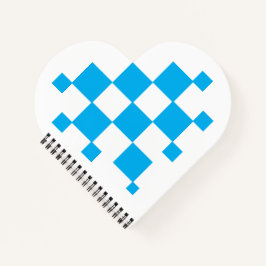 Notebook com padrão geométrico em forma de coração