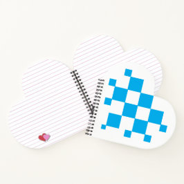 Notebook com padrão geométrico em forma de coração