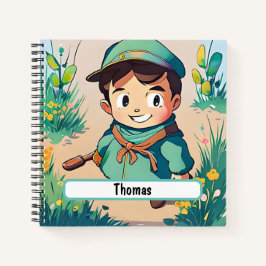 Notebook Cute Boy Scout Com Nametag Personalizável