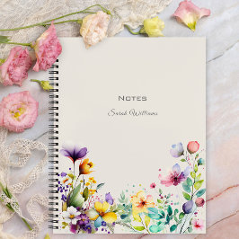 Notebook de borda flexível com flores de mola de a