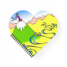 Notebook de cartoon de meditação de montanha