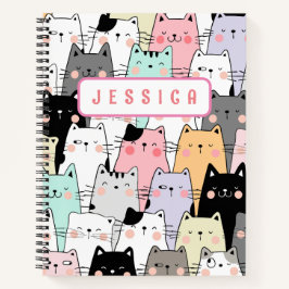 Notebook de Cat Kawaii de Nome Personalizado