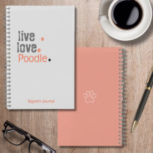Notebook de Cobrir de Duro de Diário de Poodle Liv