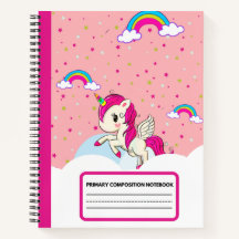 Notebook de composição em arco-íris, cor-de-rosa-b