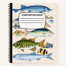 Notebook de composição espiral de peixes