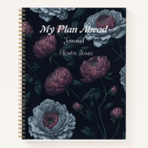 Notebook de Diário de Peonies de Nome Personalizad