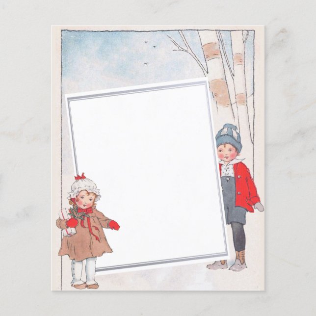 Notebook de Natal para Cartões Vintage Crianças (Frente)