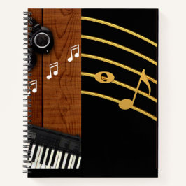 Notebook design espiral de nota musical de prática