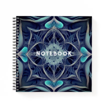 Notebook Design espirgráfico azul e branco