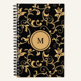 Notebook Dourado Black Royal Damask Spiral