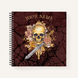 Notebook Dourado Skull