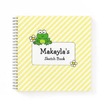Notebook espiral amarelo-Sapo e branco com faixa b