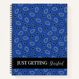 Notebook espiral azul e preto