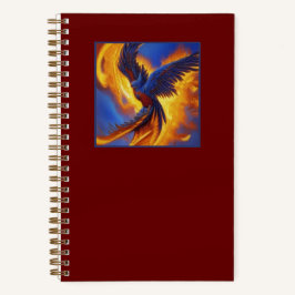 Notebook espiral Blue Phoenix, notebook vermelho e