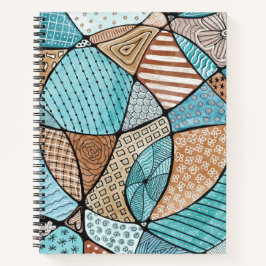 Notebook espiral de Arte de Arroz Teal & Brown