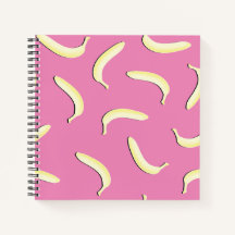 Notebook Espiral de Banana Bonito, Cor-de-rosa, am