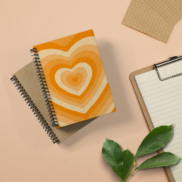 Notebook Espiral De Coração Laranja-Bonito