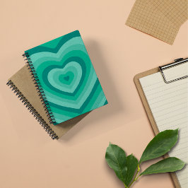 Notebook espiral de coração verde bonito