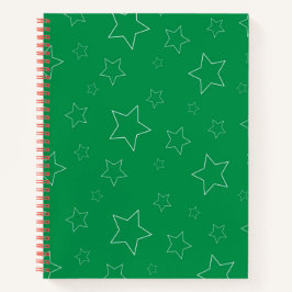 Notebook espiral de estrelas verdes