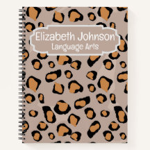 Notebook espiral de impressão leopardo largo