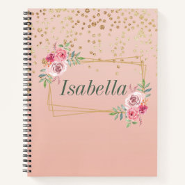 Notebook espiral de ouro elegante e estrutura