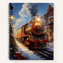 Notebook espiral do trem de Natal