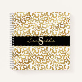 Notebook espiral Dourado com impressão leopardo