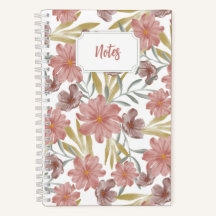 Notebook espiral floral com aquarela | fofofo