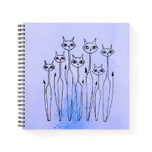 Notebook espiral (gatos desenhados à mão)