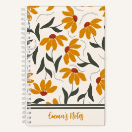 Notebook floral amarelo | Diário