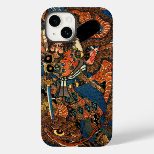 Notebook japonês Samurai lutando contra monstro
