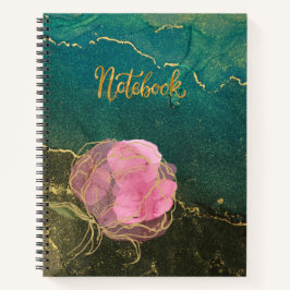 Notebook Marble Dourado Flower