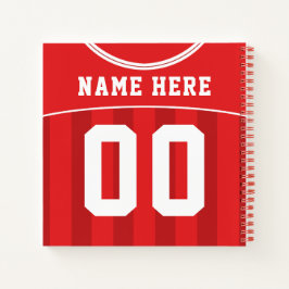 Notebook Name & Number Soccer Futebol Red Jersey