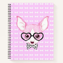 Notebook Nerdy Puppy Pink Adorável por Mei Yu