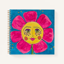 Notebook Pintado de Garota Flor Espiral