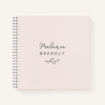 Notebook rosa minimalista elegante botânico